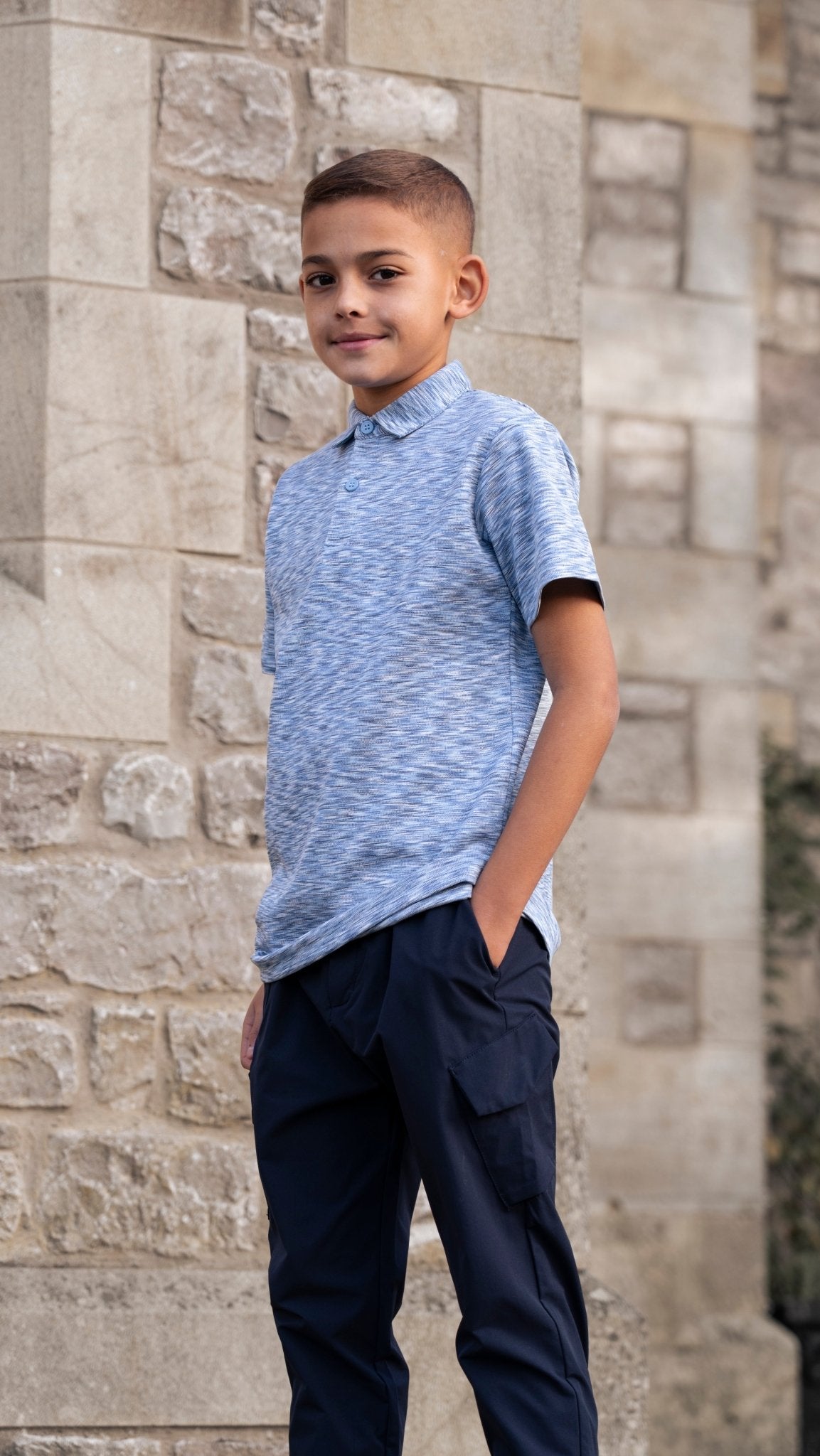 Boys Blue Space Dye Polo V2 - Vincentius