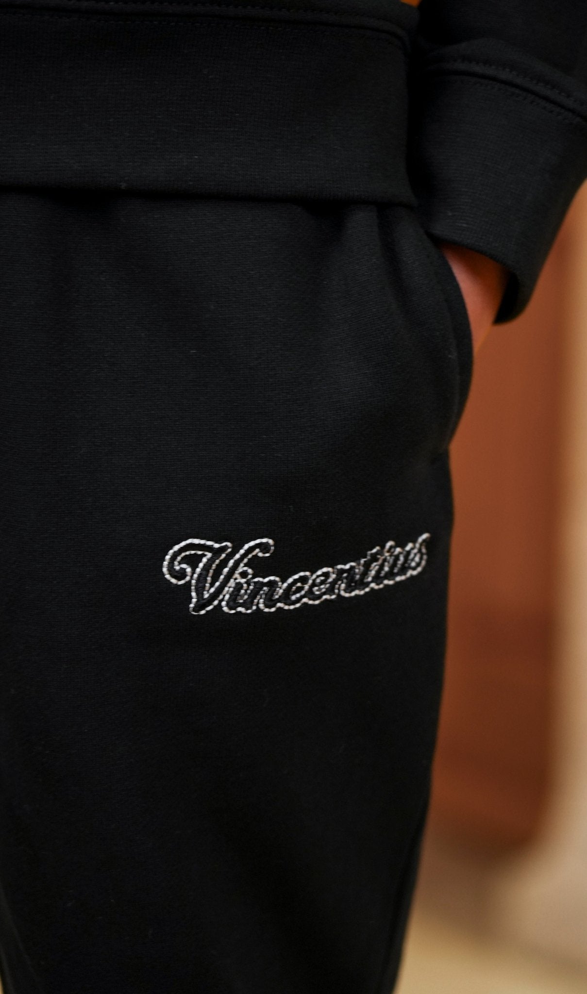 Boy's Loopback Script 1/4 Zip Tracksuit - Black - Vincentius