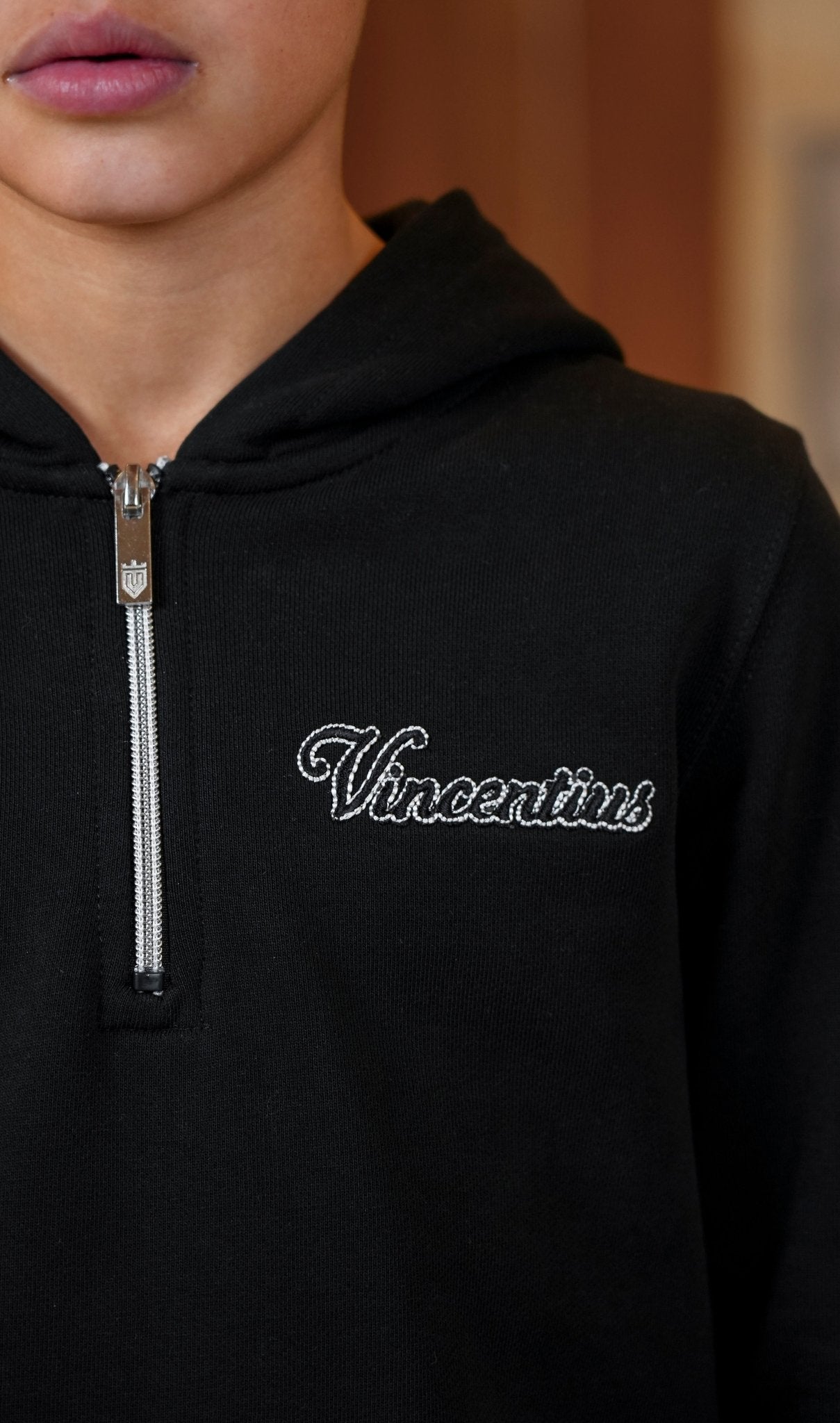 Boy's Loopback Script 1/4 Zip Tracksuit - Black - Vincentius