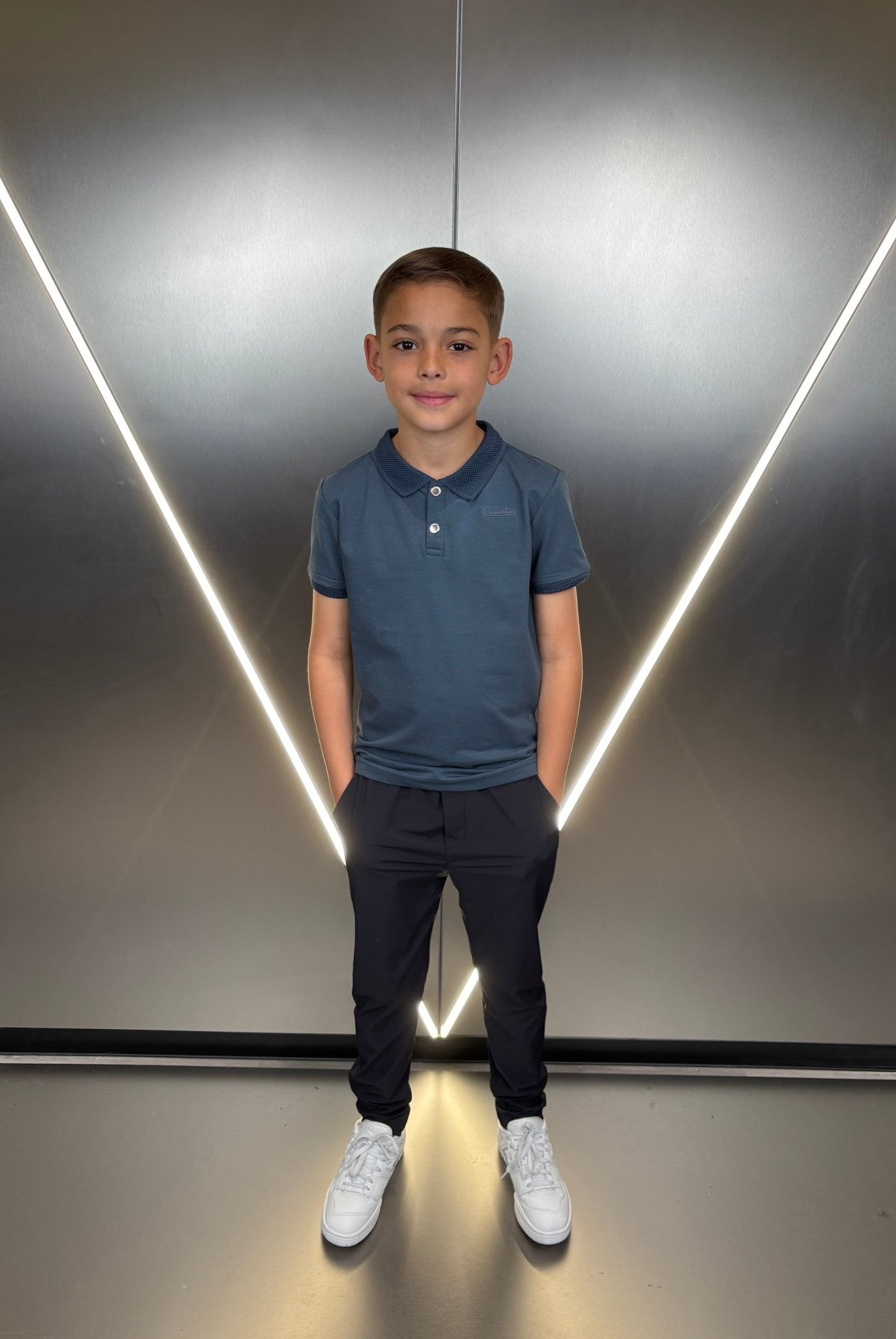 Boys Luxury Pique Logo Polo - Air Force - Vincentius