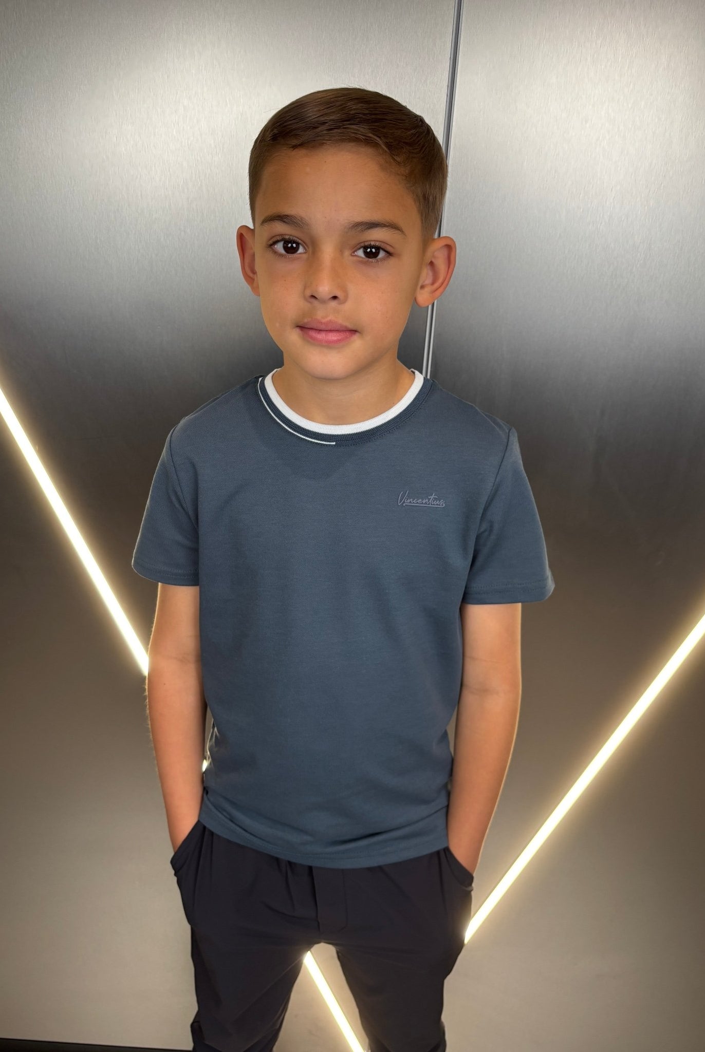Boys Luxury Pique Logo T-Shirt - Air Force - Vincentius
