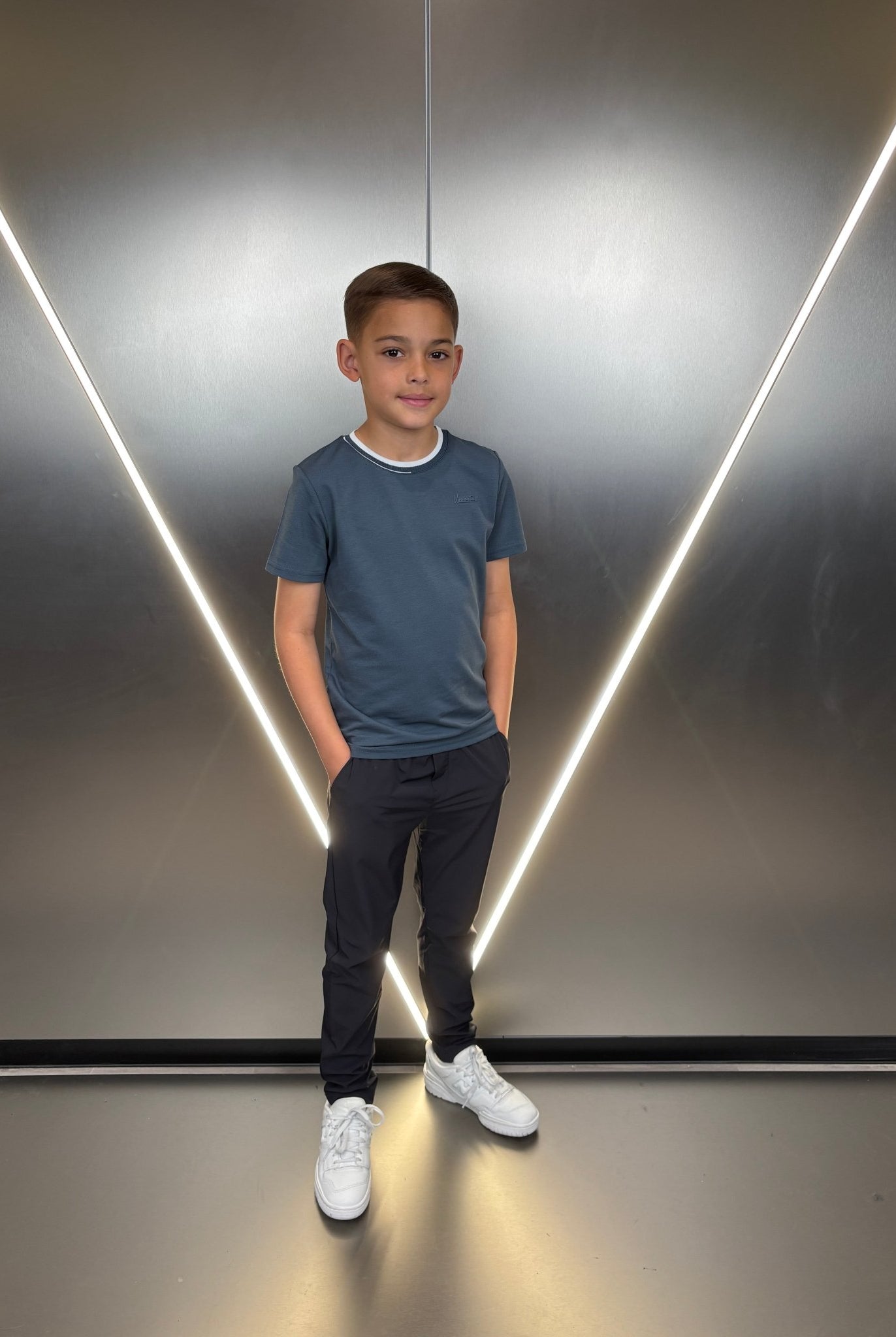 Boys Luxury Pique Logo T-Shirt - Air Force - Vincentius