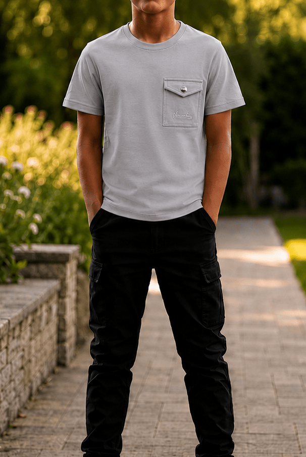 Boy's Luxury Pocket Logo T-Shirt - Ice Grey - Vincentius
