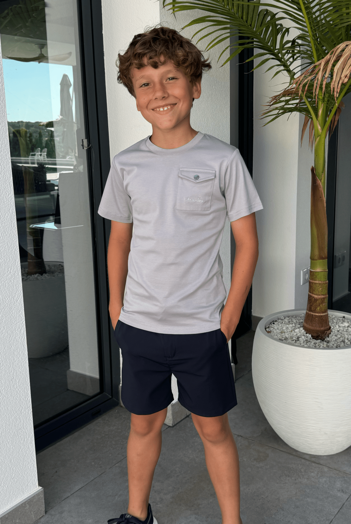 Boy's Luxury Pocket Logo T-Shirt - Ice Grey - Vincentius