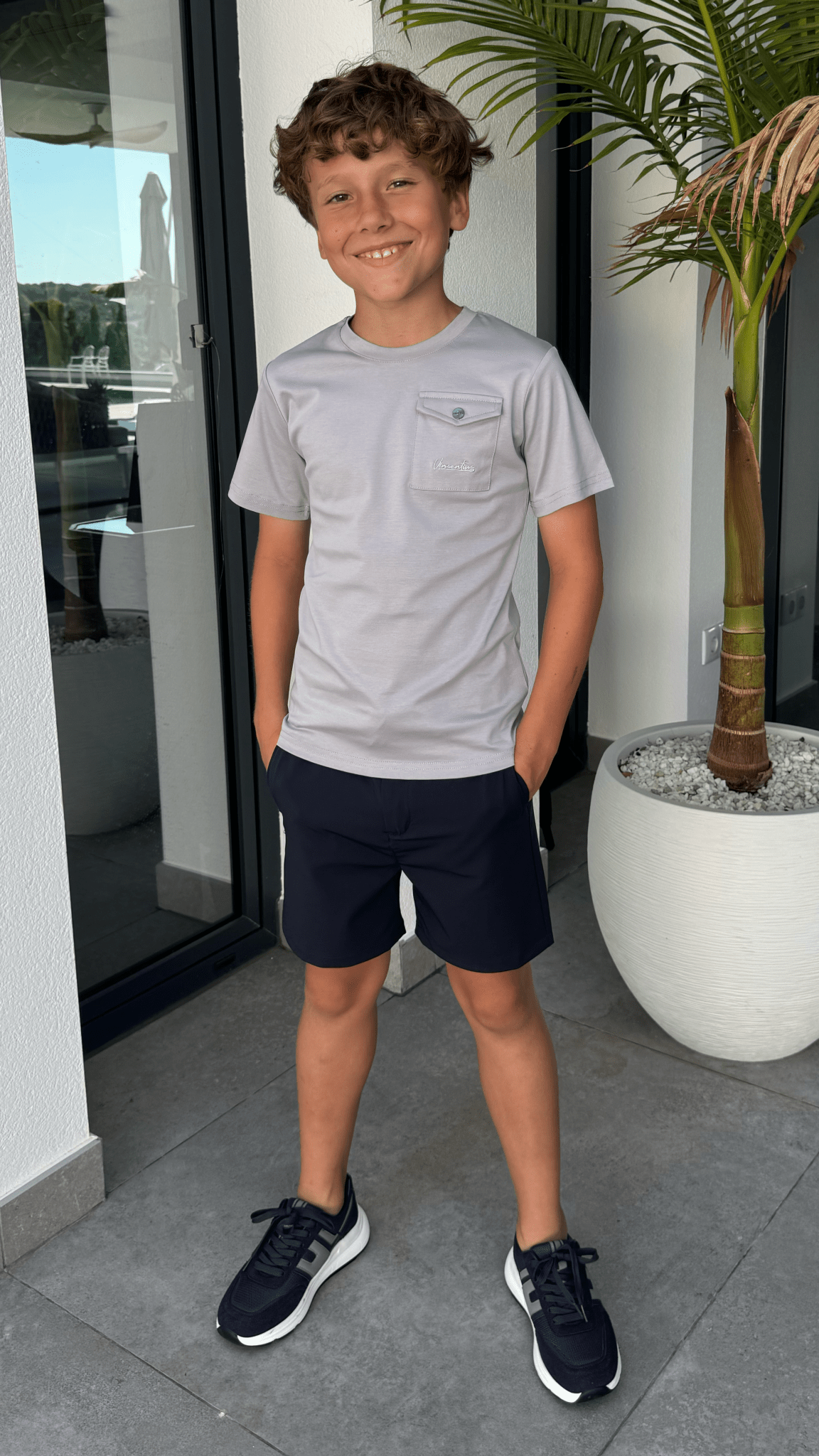 Boy's Luxury Pocket Logo T-Shirt - Ice Grey - Vincentius