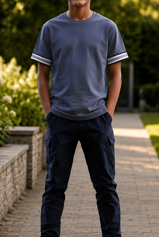 Boys Ribbed Cuff Ombre T Shirt - Vincentius