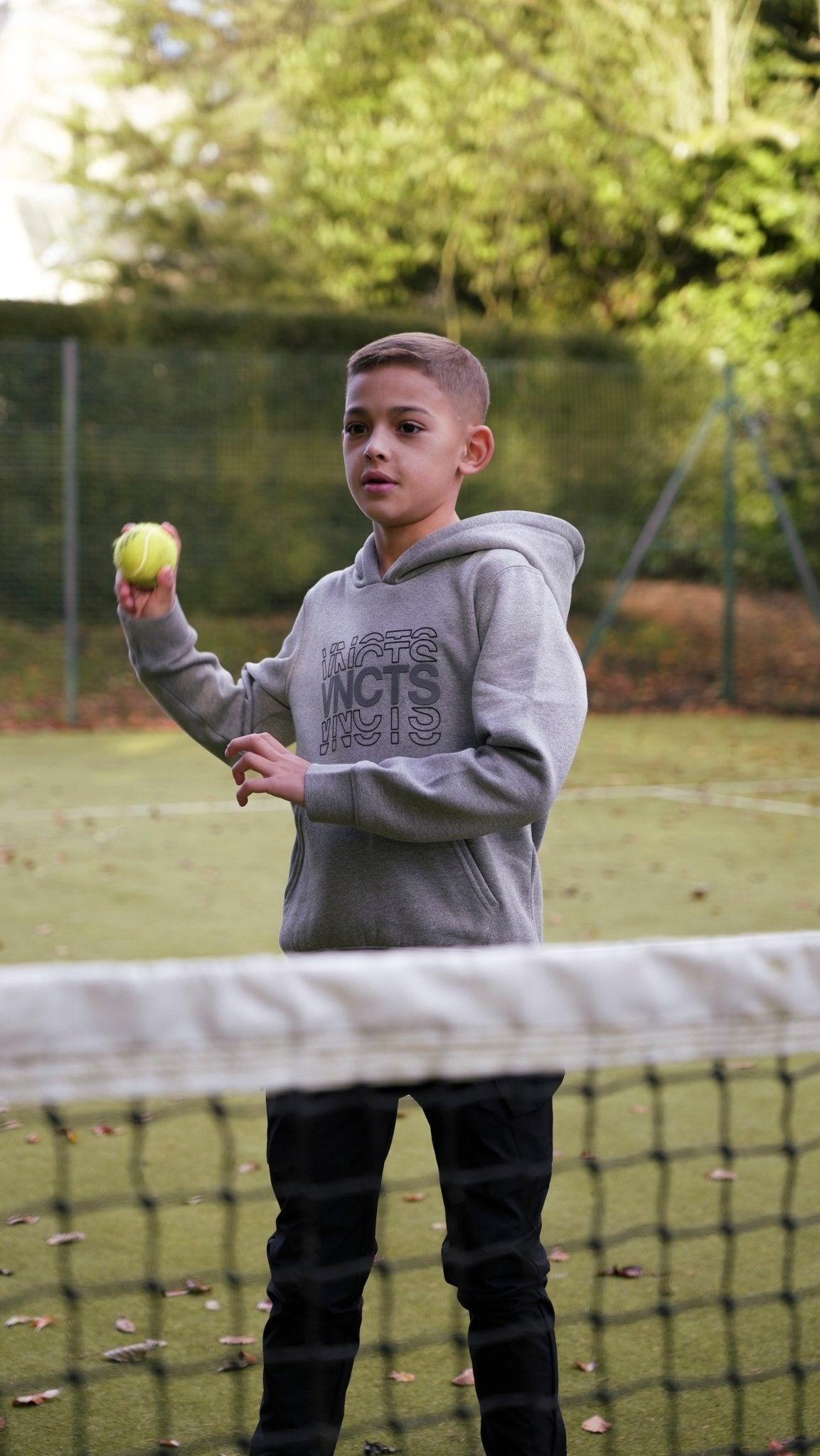 Boy's Rolling Letters Luxe Hoodie - Grey Marl - Vincentius