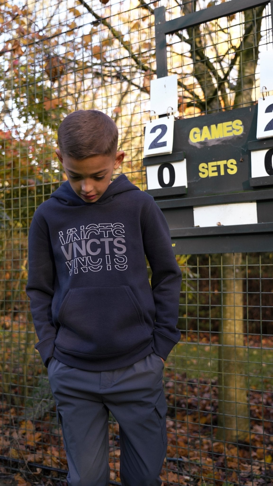 Boy's Rolling Letters Luxe Hoodie - Navy - Vincentius