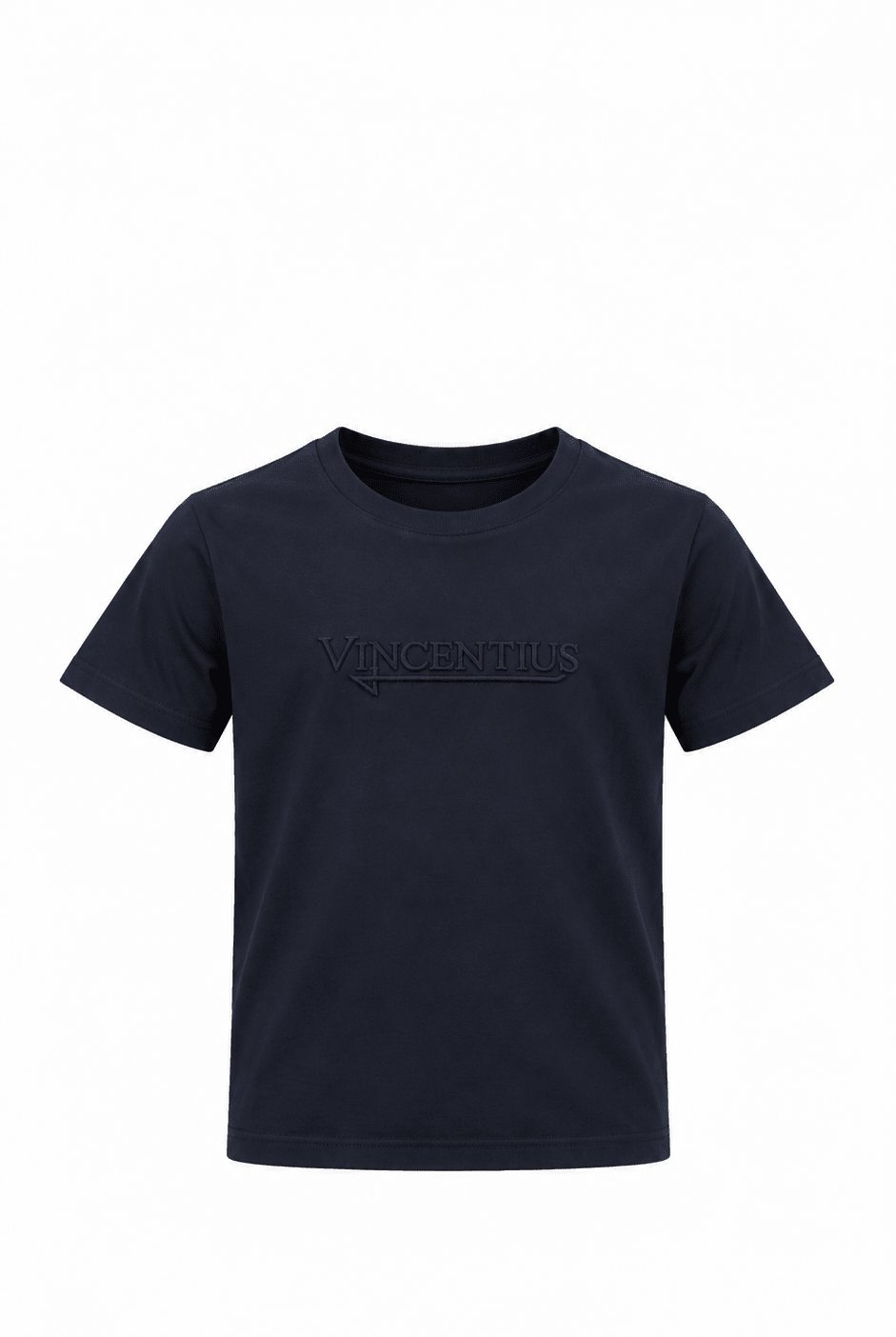 Boy's Serif Embossed T-Shirt - Navy - Vincentius