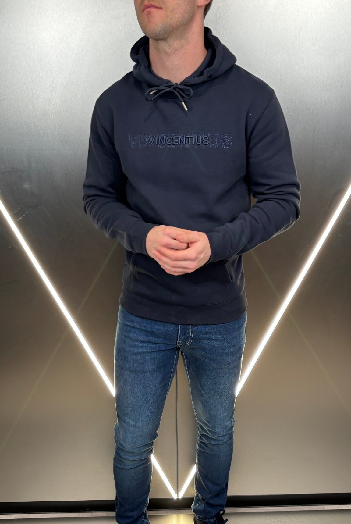 Double Embroidery Luxe Hoodie - Navy - Vincentius