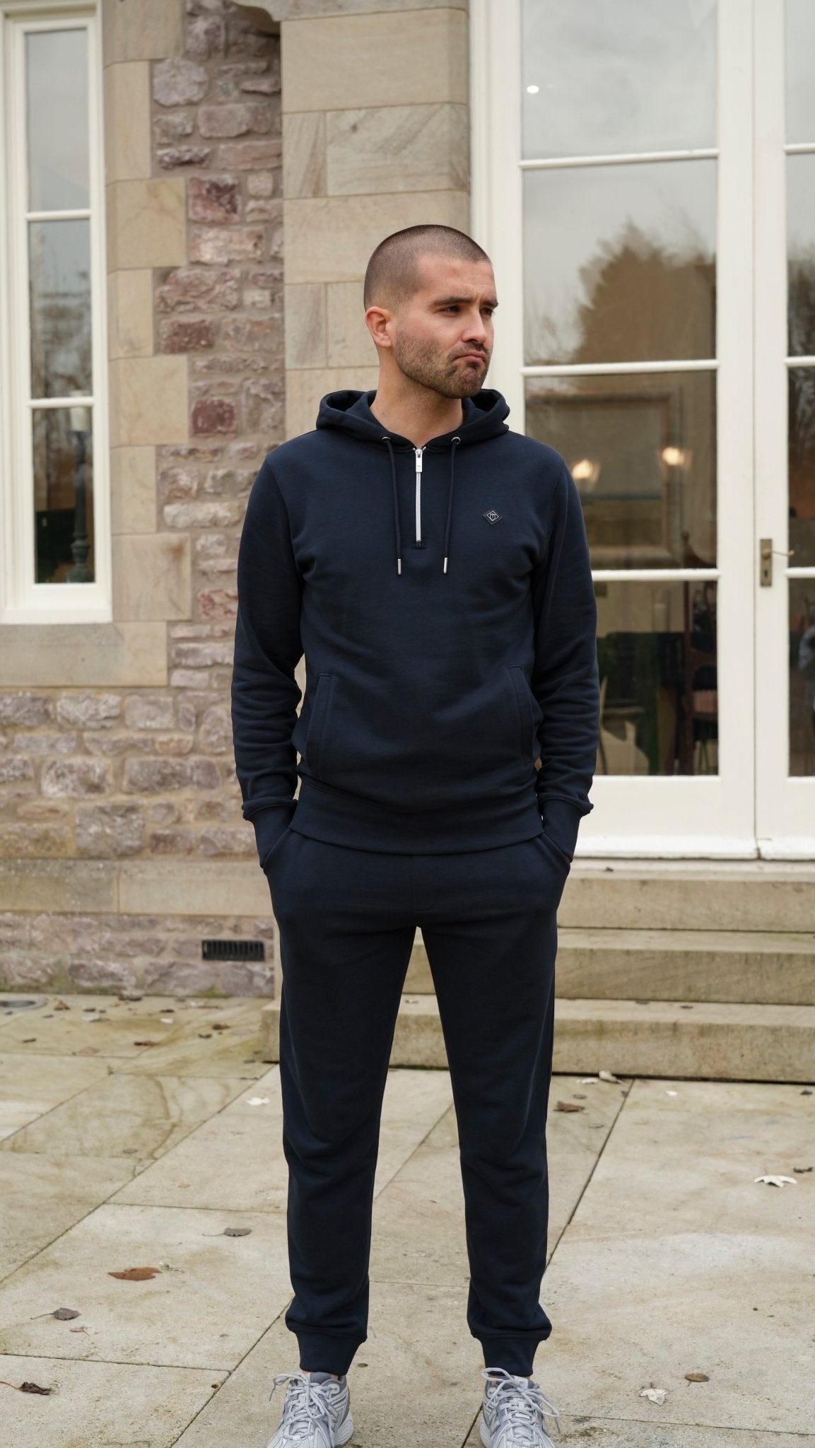 Loopback 1/4 Zip Hoodie - Navy - Vincentius