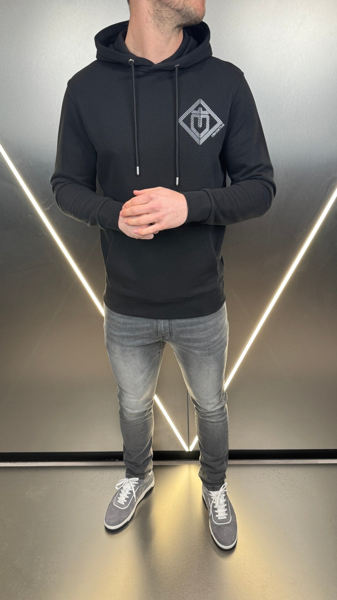 Luxury Double Crest Hoodie - Black - Vincentius