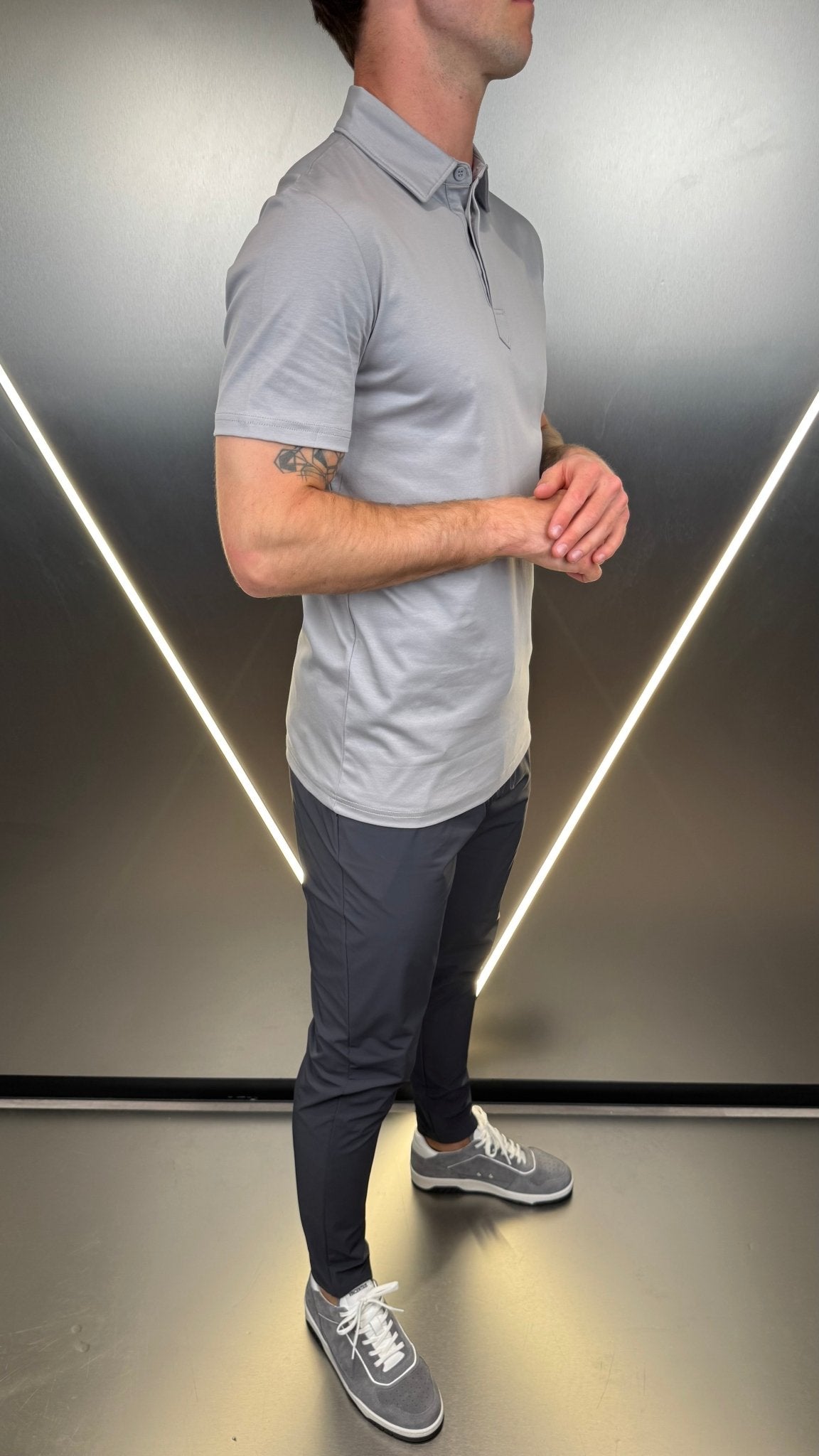 Luxury Mercerised Ice Grey Polo T Shirt - Vincentius