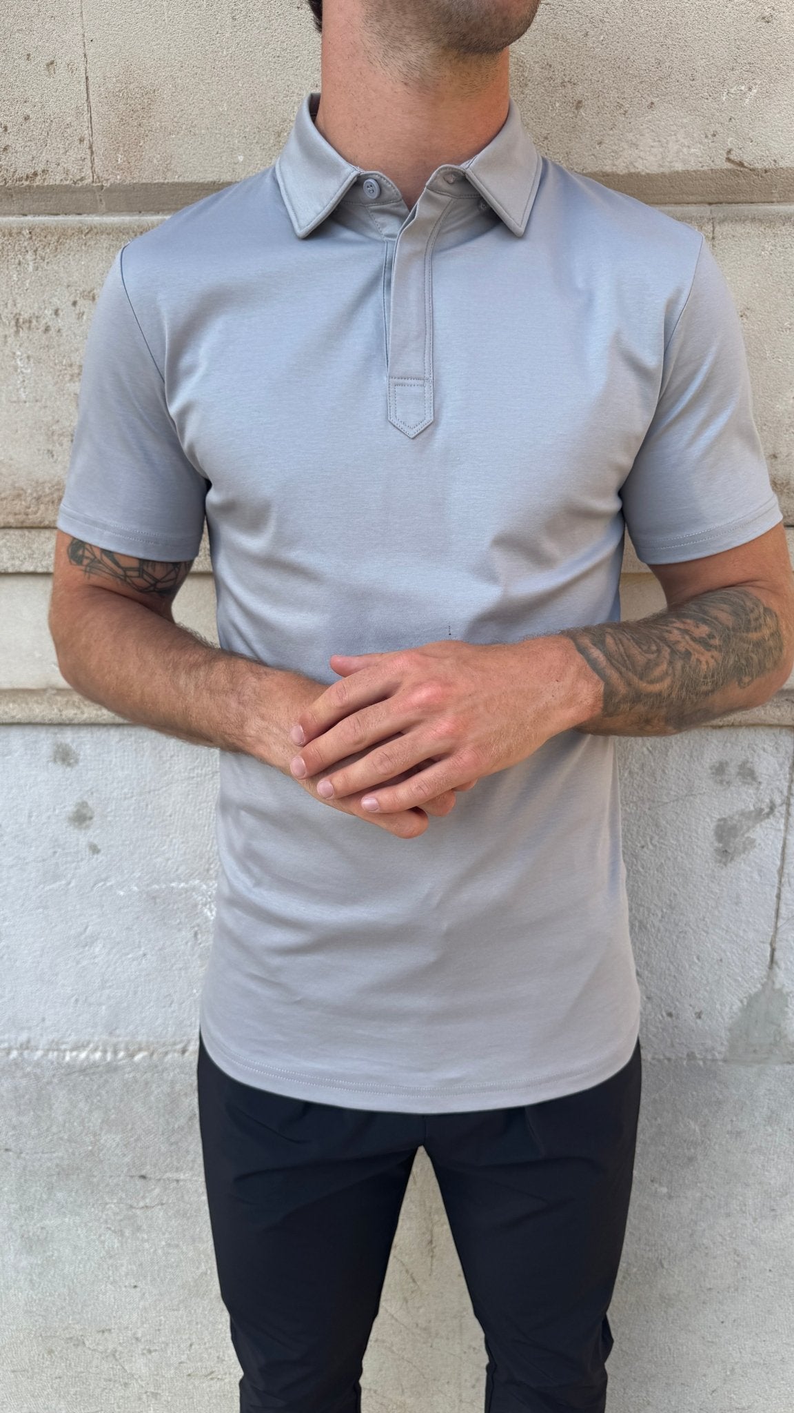 Luxury Mercerised Ice Grey Polo T Shirt - Vincentius
