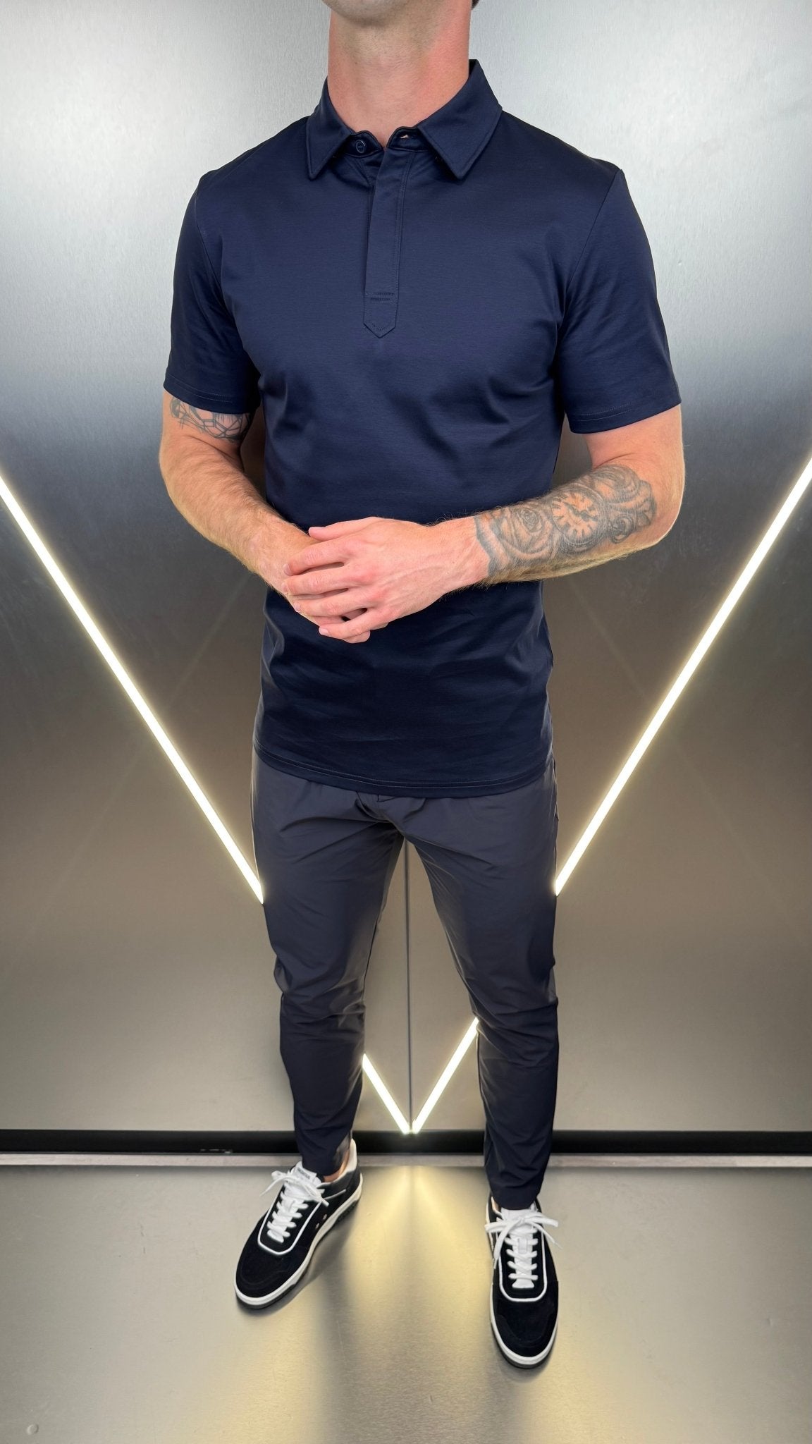 Luxury Mercerised Navy Polo T Shirt - Vincentius