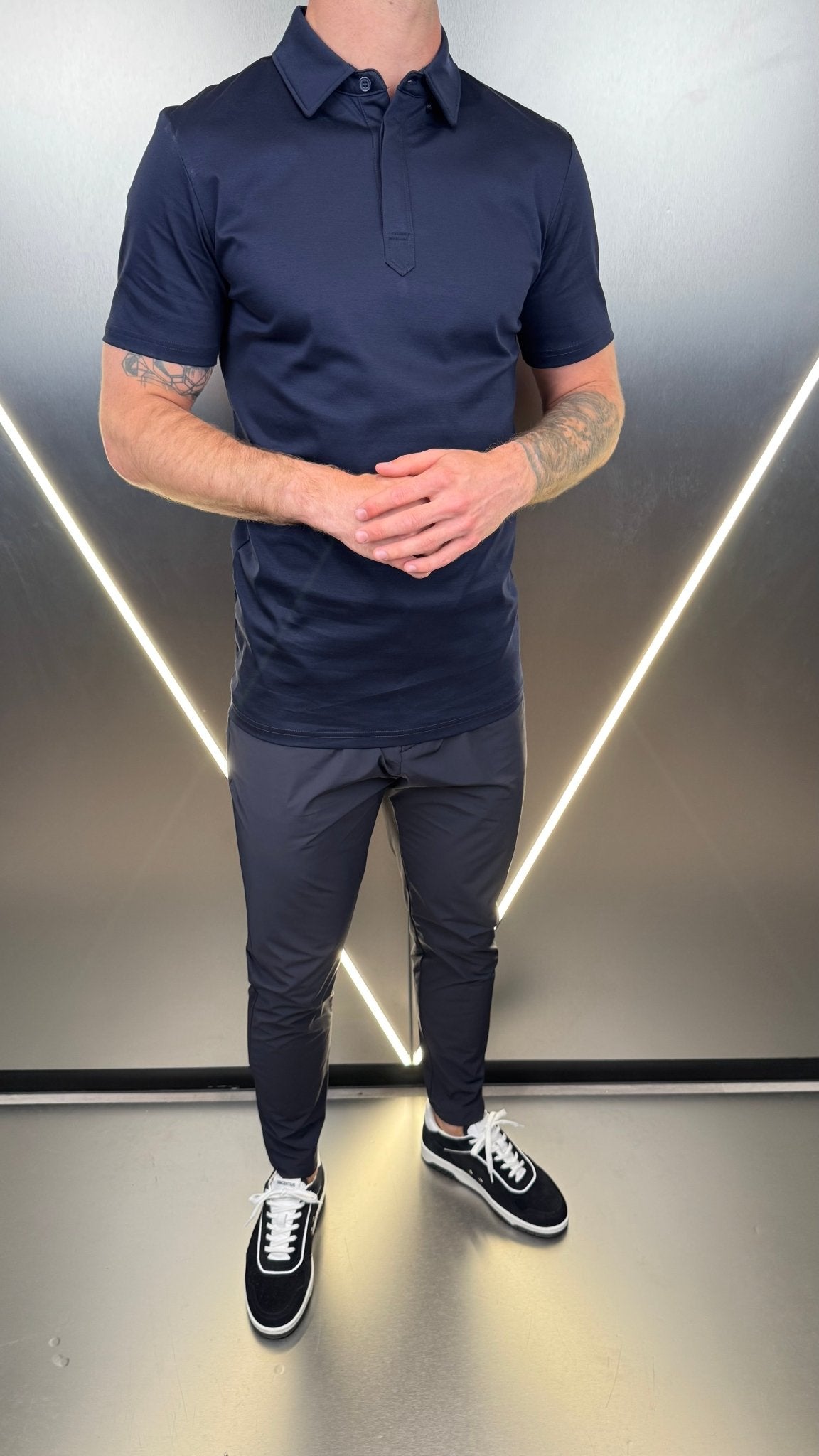 Luxury Mercerised Navy Polo T Shirt - Vincentius