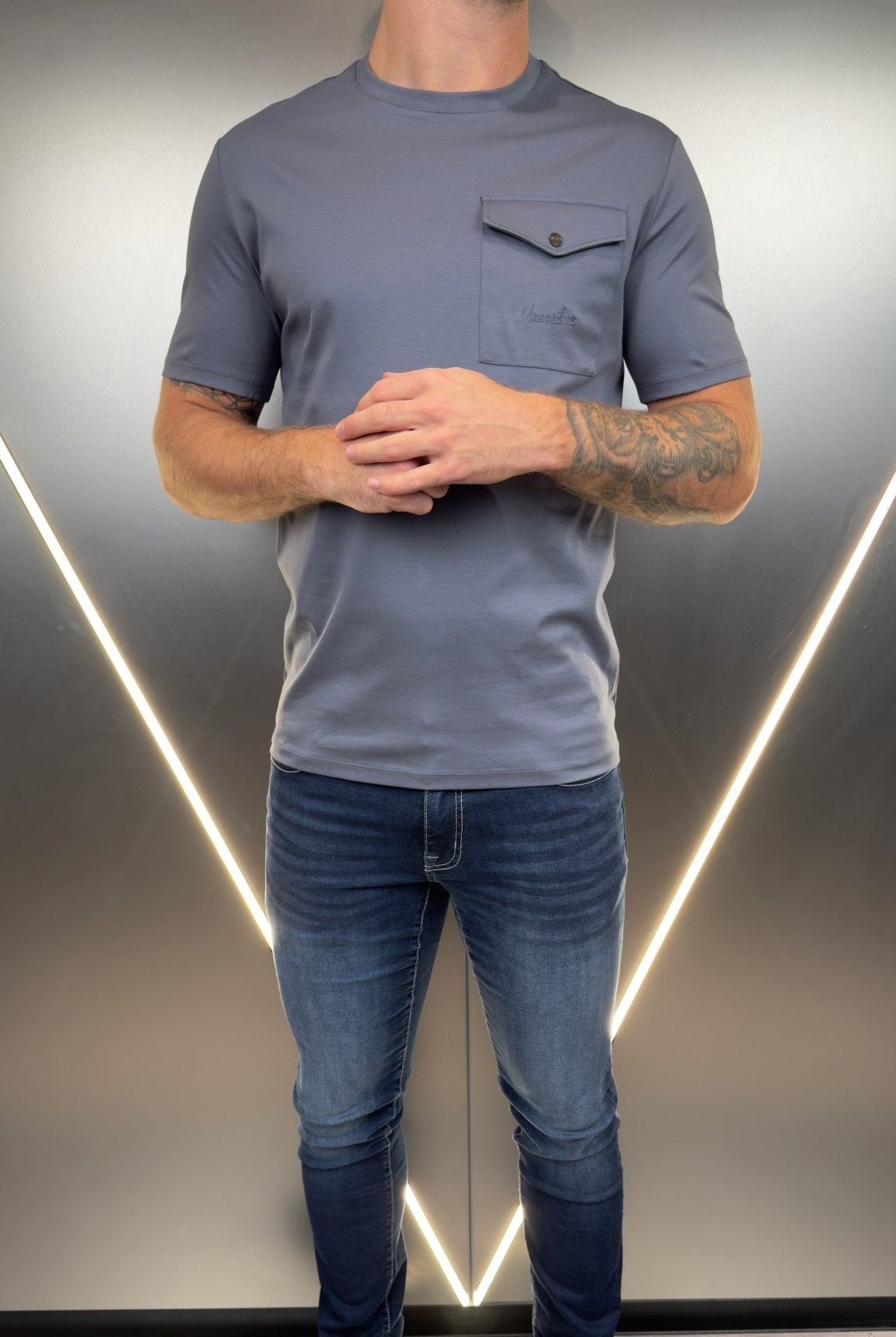 Luxury Mercerised Pocket Logo T-Shirt - Ombre - Vincentius