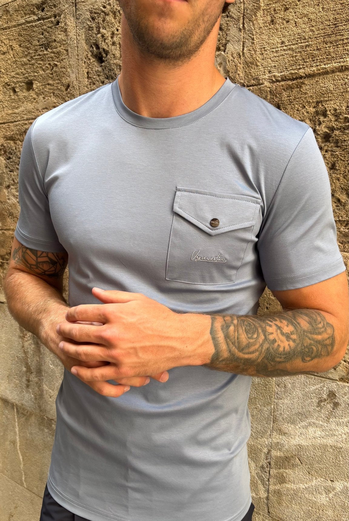Luxury Mercerised Pocket Logo T-Shirt - Parma - Vincentius
