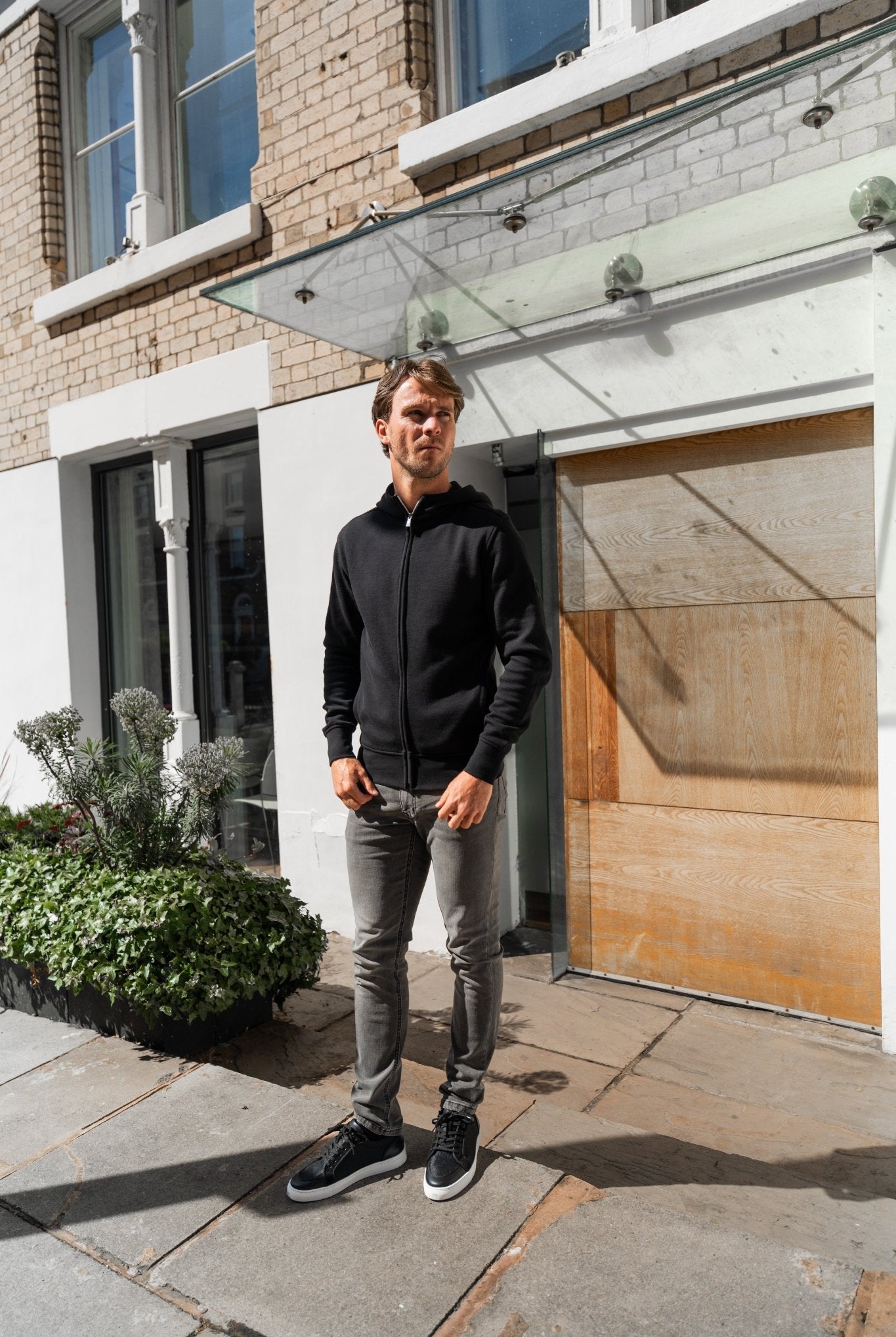 Pique Zip Through Jacket - Black - Vincentius