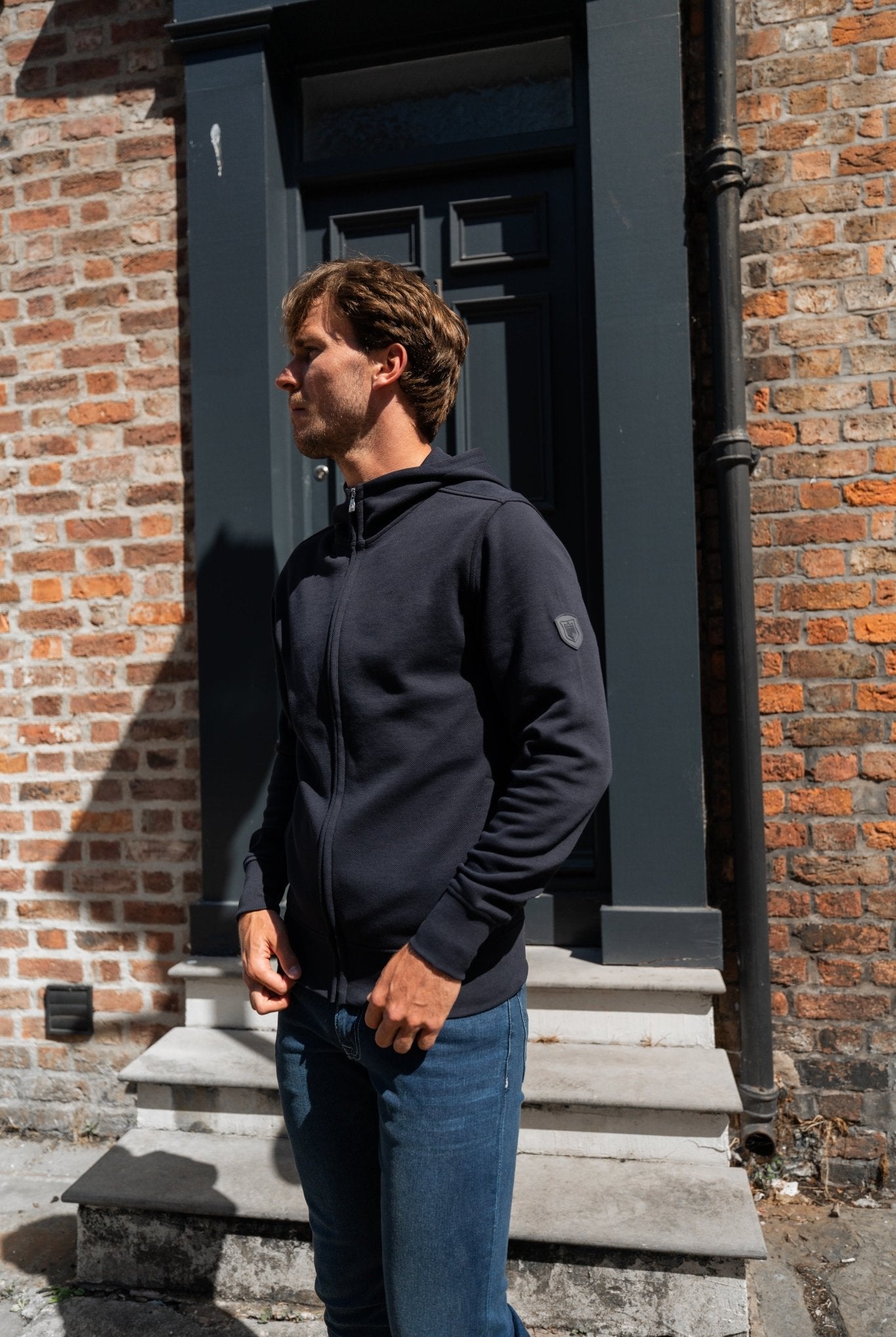 Pique Zip Through Jacket - Navy - Vincentius
