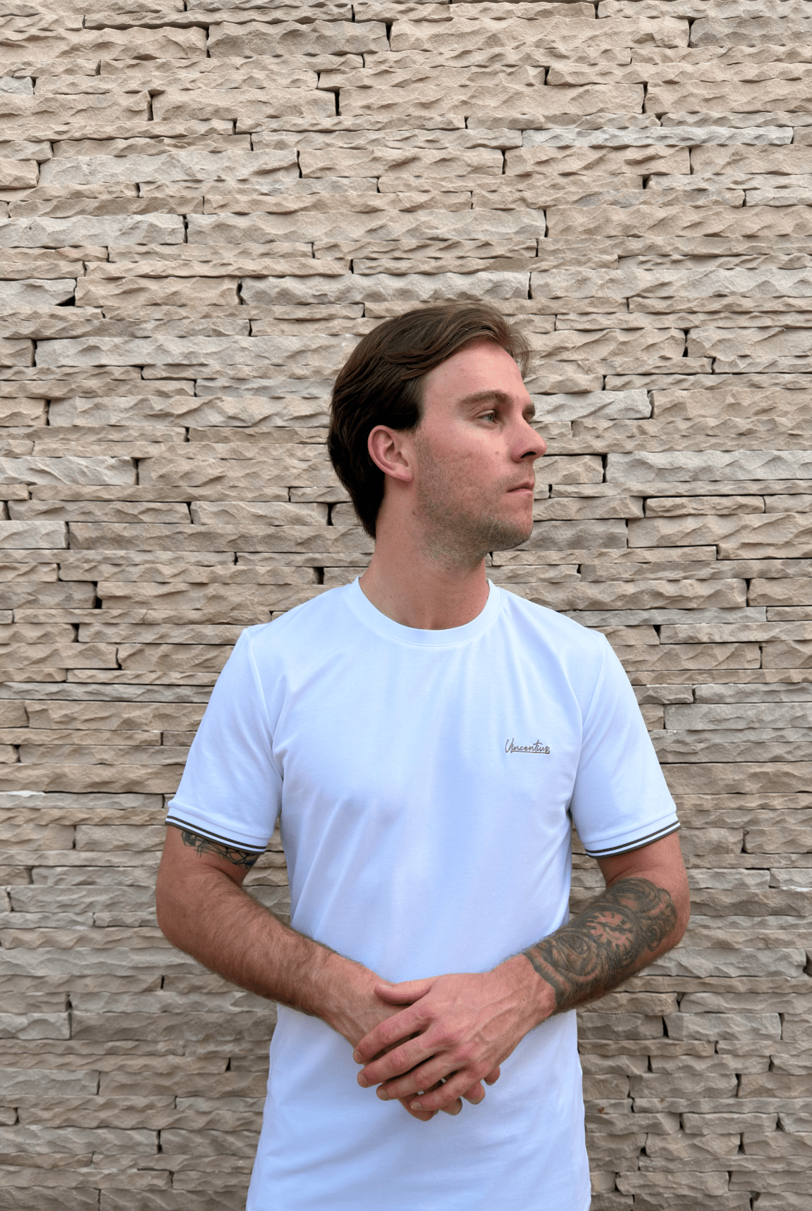 Signature Textured Cotton T-Shirt - White - Vincentius