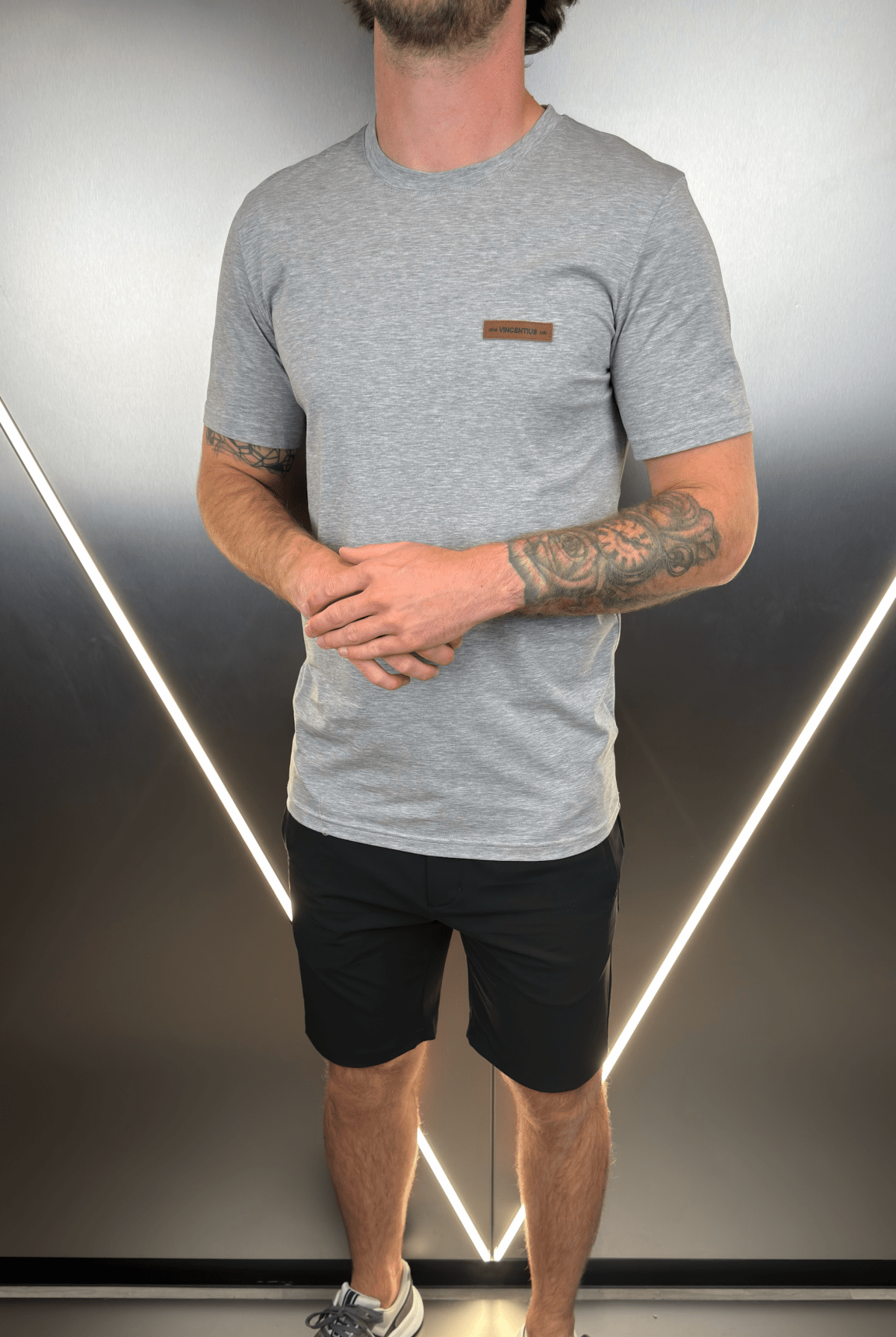 Vincentius Leather logo T-Shirt - Grey - Vincentius