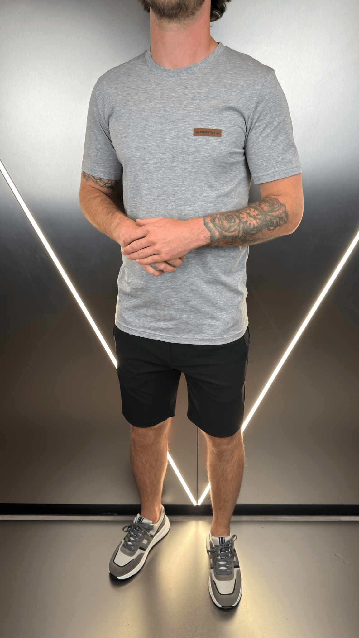 Vincentius Leather logo T-Shirt - Grey - Vincentius