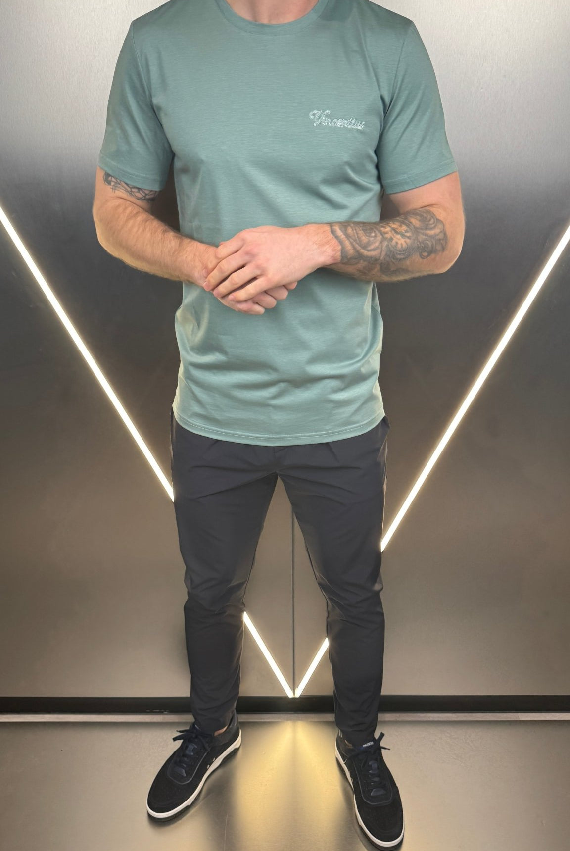 Vincentius Script Logo T-Shirt - Sage - Vincentius