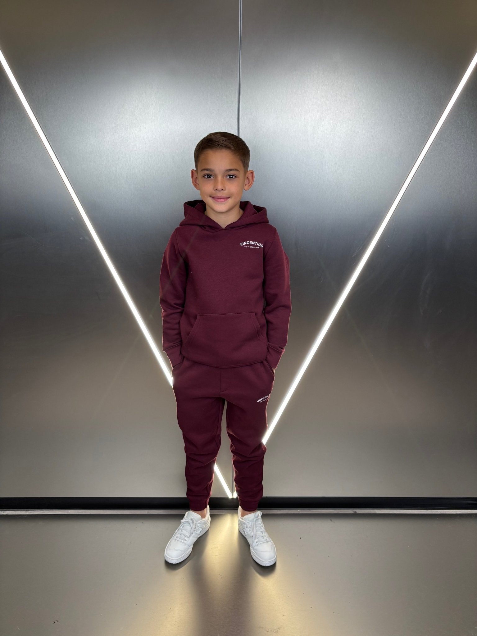 Boy's Be Victorious Tracksuit - Burgundy - Vincentius