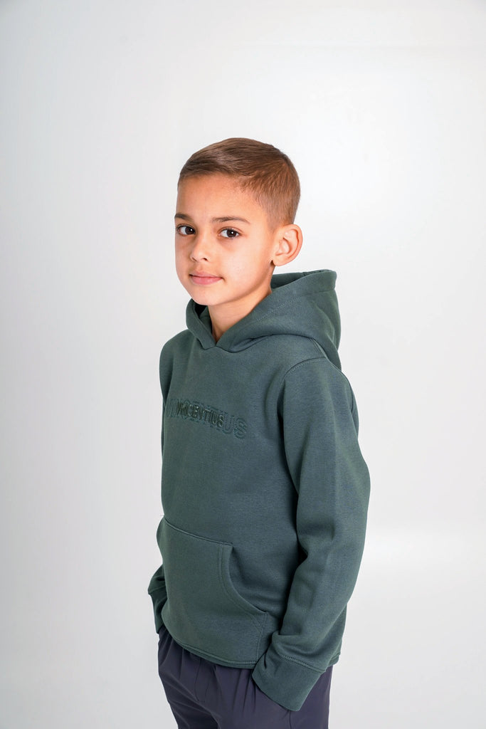 Boy's Double Embroidery Luxe Hoodie - Olive - Vincentius