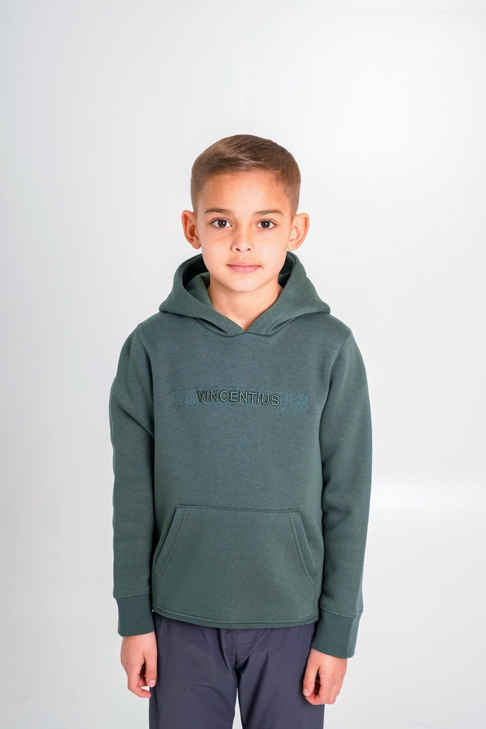 Boy's Double Embroidery Luxe Hoodie - Olive - Vincentius
