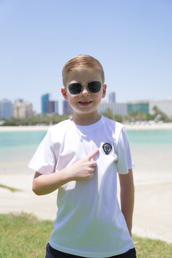 Boy's Luxe Classic Badge T-Shirt - White - Vincentius