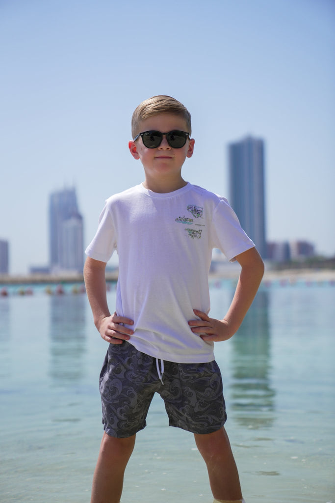 Boy's Luxe Resort Water Colour T-Shirt - White - Vincentius