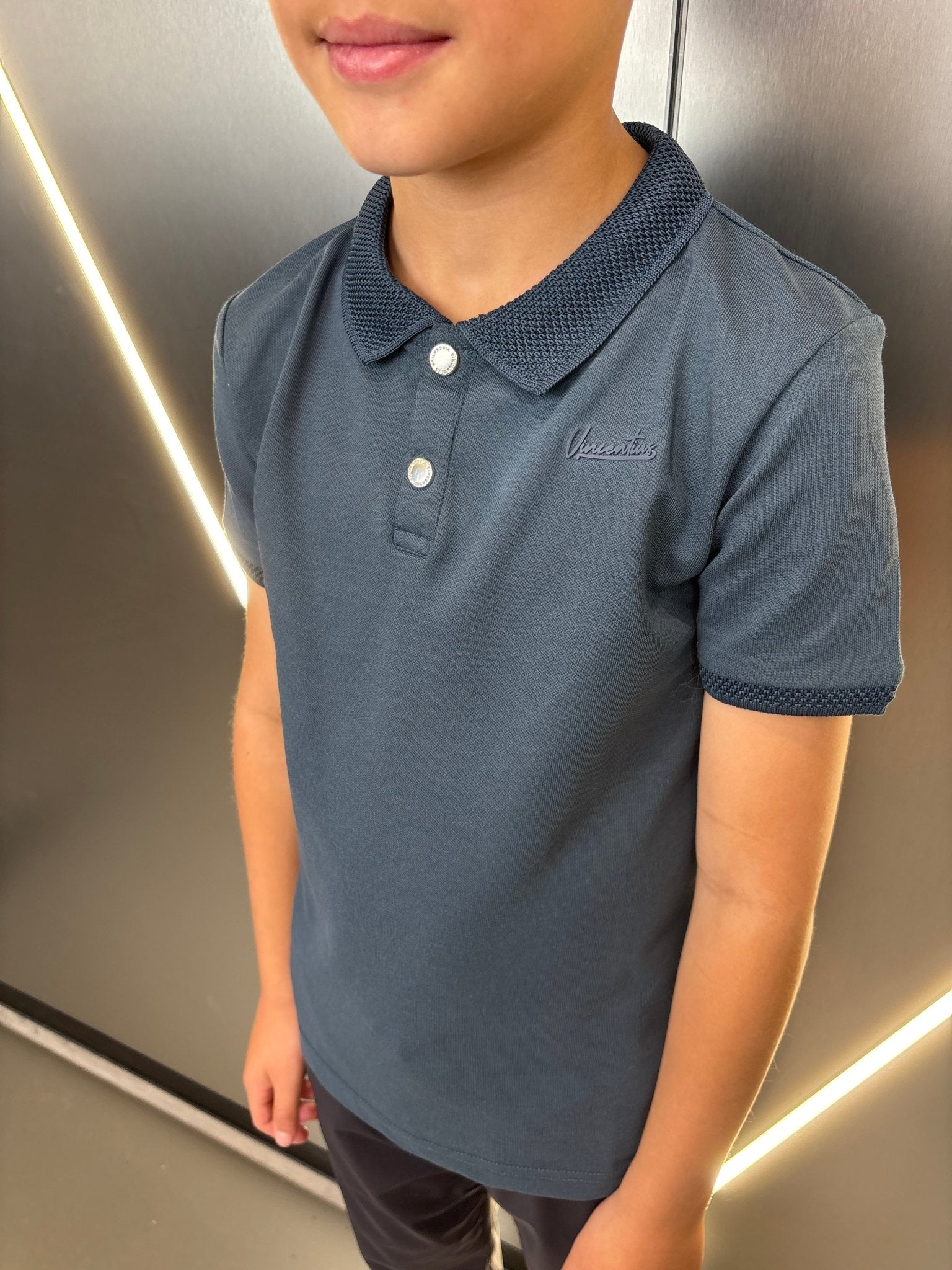 Boys Luxury Pique Logo Polo - Air Force - Vincentius