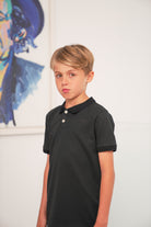 Boys Luxury Pique Logo Polo - Navy - Vincentius