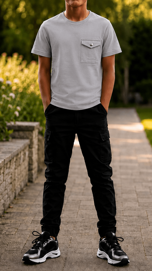 Boy's Luxury Pocket Logo T-Shirt - Ice Grey - Vincentius