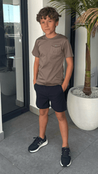 Boy's Luxury Pocket Logo T-Shirt - Mocha - Vincentius