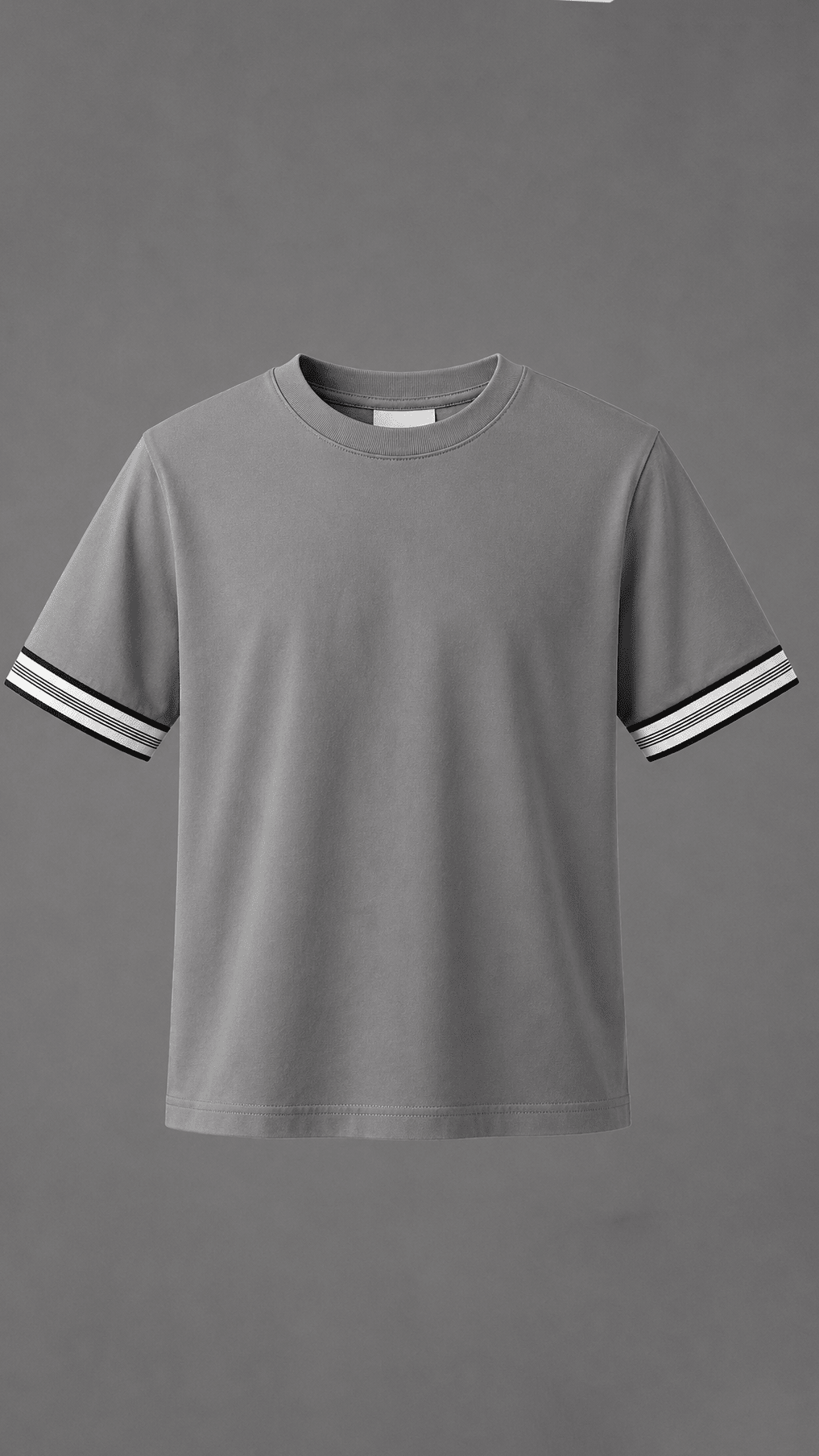 Boys Ribbed Cuff Ice Grey T Shirt - Vincentius