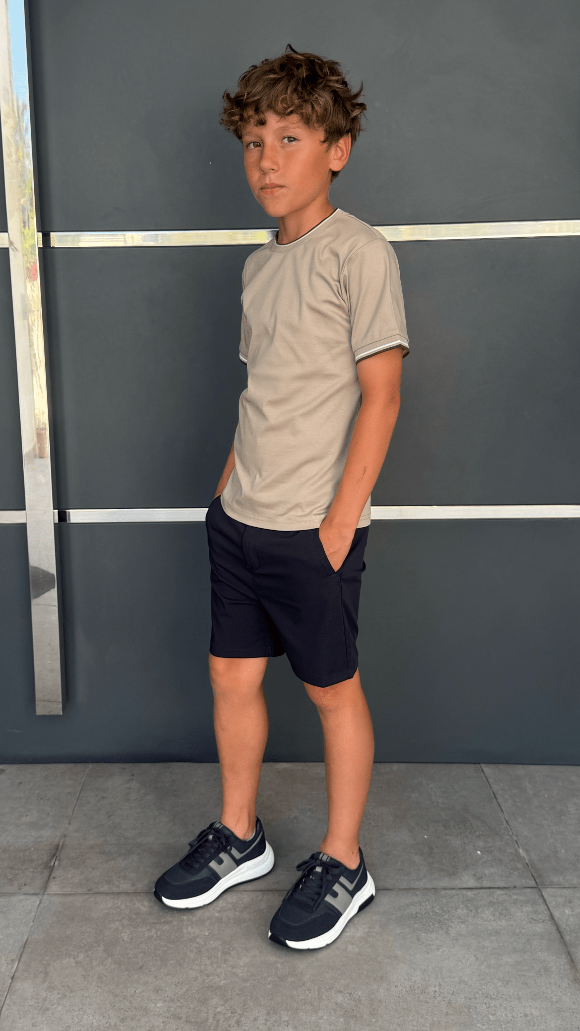 Boy's Striped Cuff T-Shirt - Sand - Vincentius