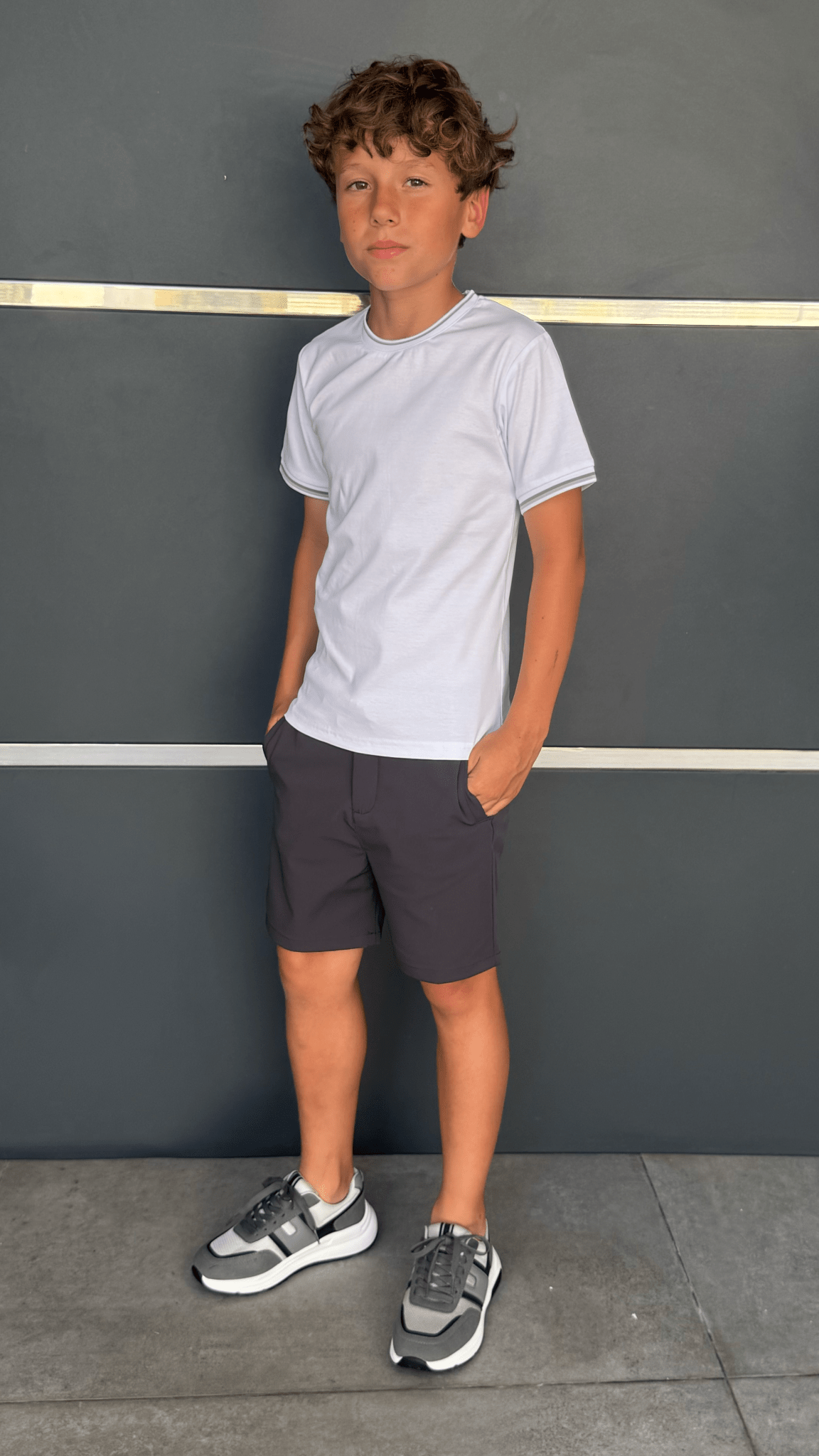 Boy's Striped Cuff T-Shirt - White - Vincentius