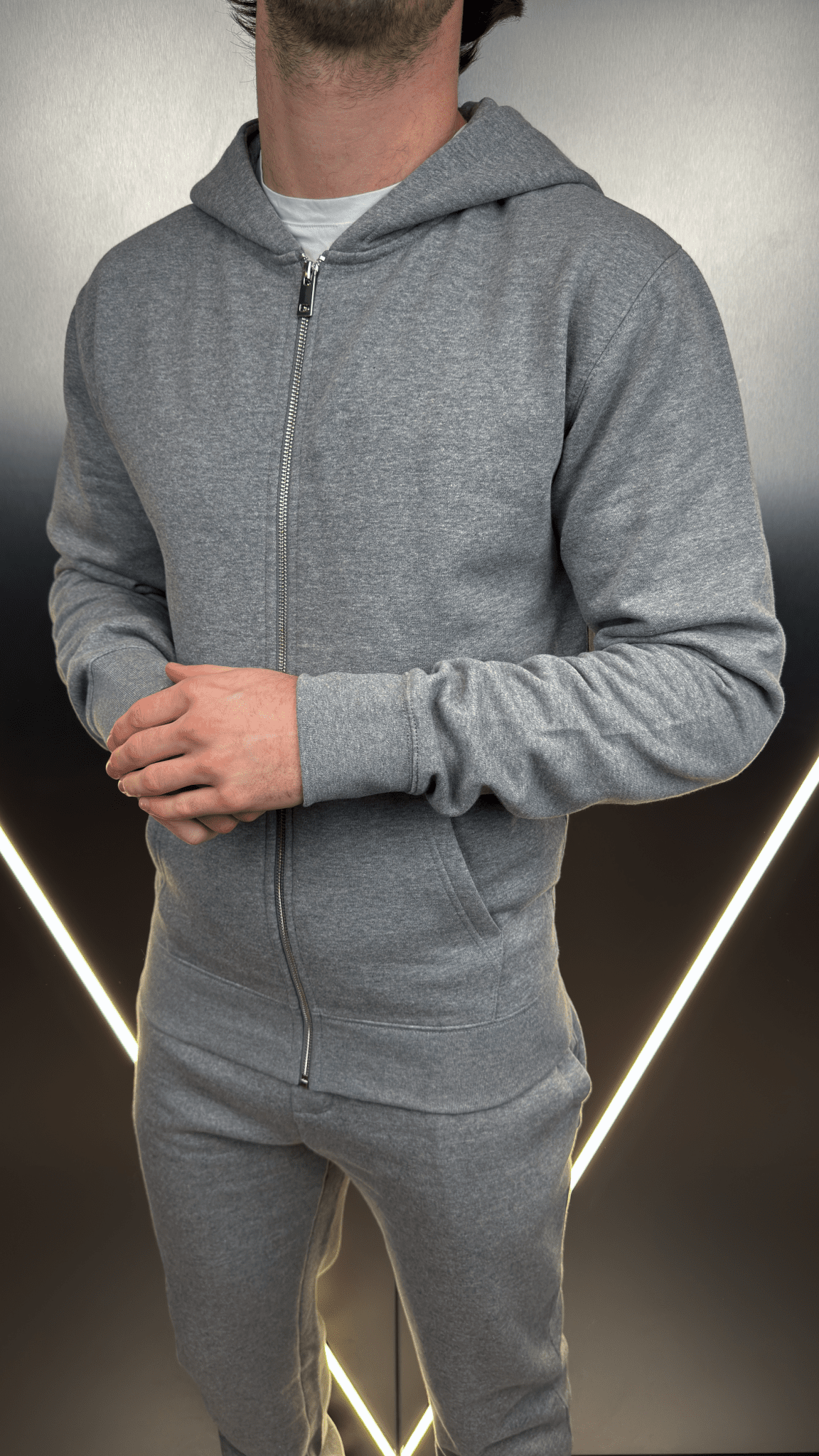 Full Zip Silicone Badge Every Day Tracksuit - Grey Marl - Vincentius