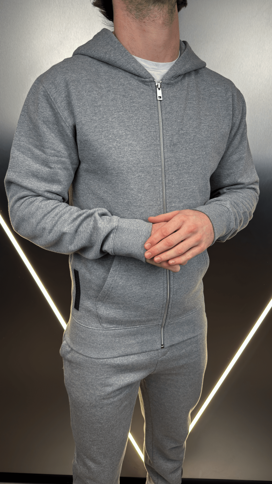 Full Zip Silicone Badge Every Day Tracksuit - Grey Marl - Vincentius