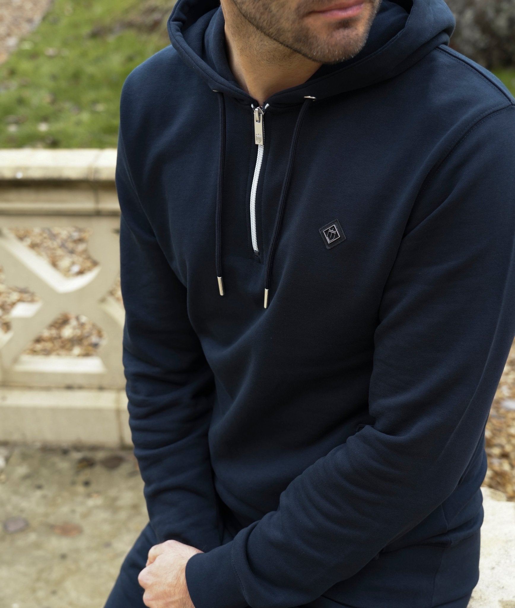 Loopback 1/4 Zip Hoodie - Navy - Vincentius