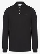 Luxury Long Sleeve Pique Logo Polo - Black - Vincentius