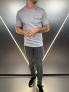 Luxury Mercerised Pocket Logo T-Shirt - Ice Grey - Vincentius