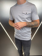 Luxury Mercerised Pocket Logo T-Shirt - Ice Grey - Vincentius