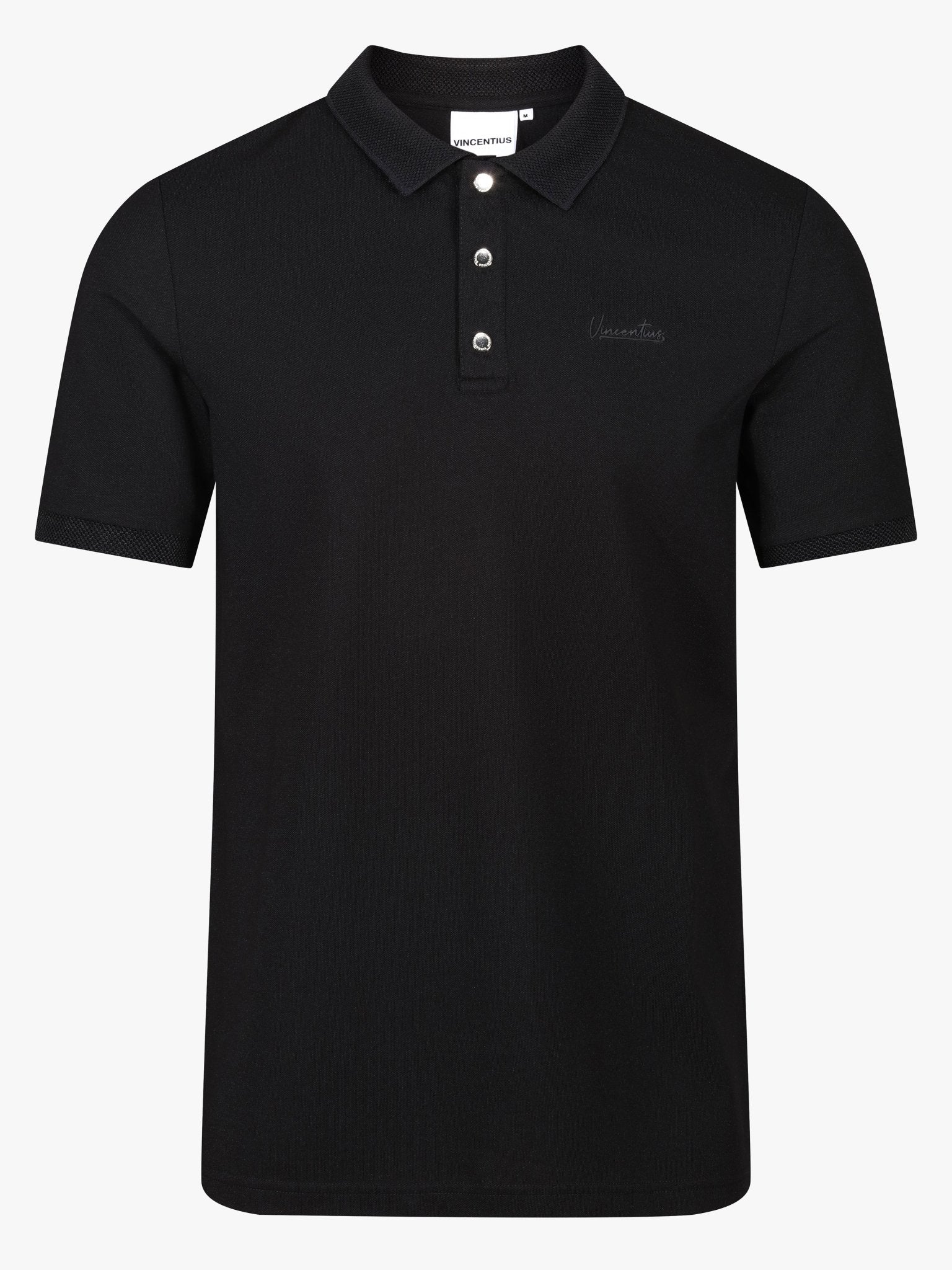 Luxury Pique Logo Polo - Black - Vincentius