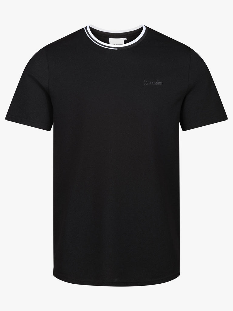 Luxury Pique Logo T-Shirt - Black - Vincentius