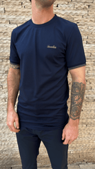 Signature Textured Cotton T-Shirt - Navy - Vincentius
