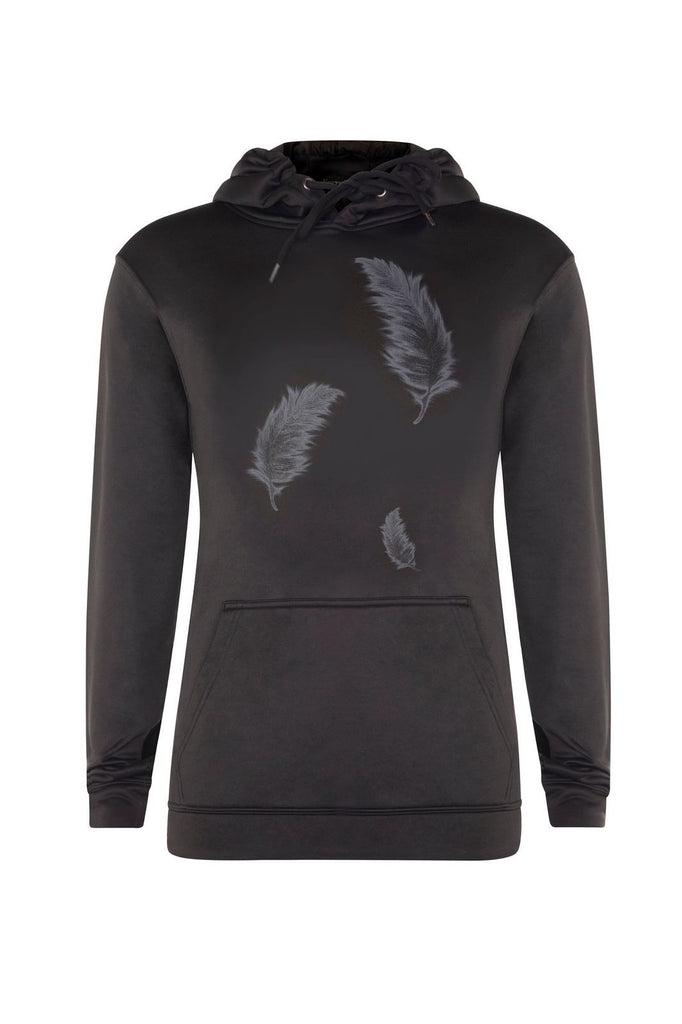 Boy's Luxe Black Feather Black Hoodie - Vincentius